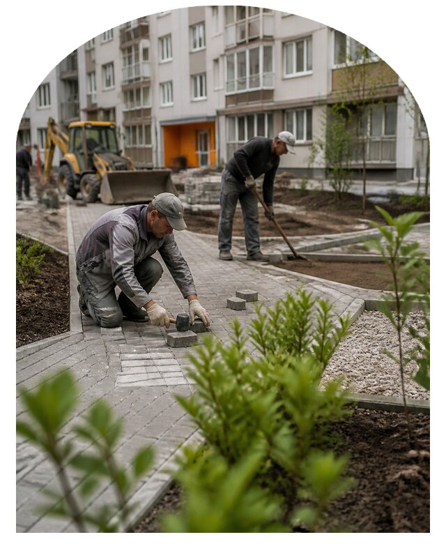 Благоустройство двора многоквартирного дома в Реже
